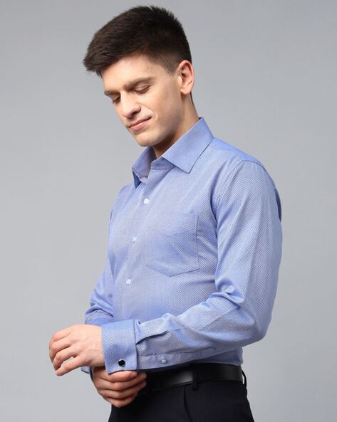 Hancock Men Self-design Slim Fit Shirt