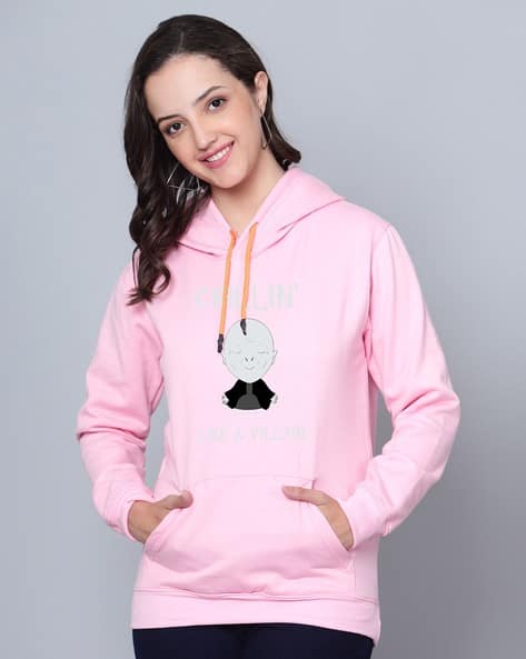 Women Regular Fit Graphic Print Hoodie