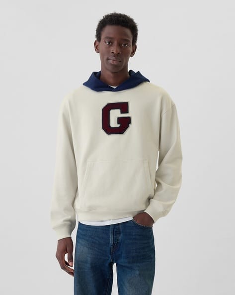 Buy Elysian Blue White Sweatshirt Hoodies for Men by GAP