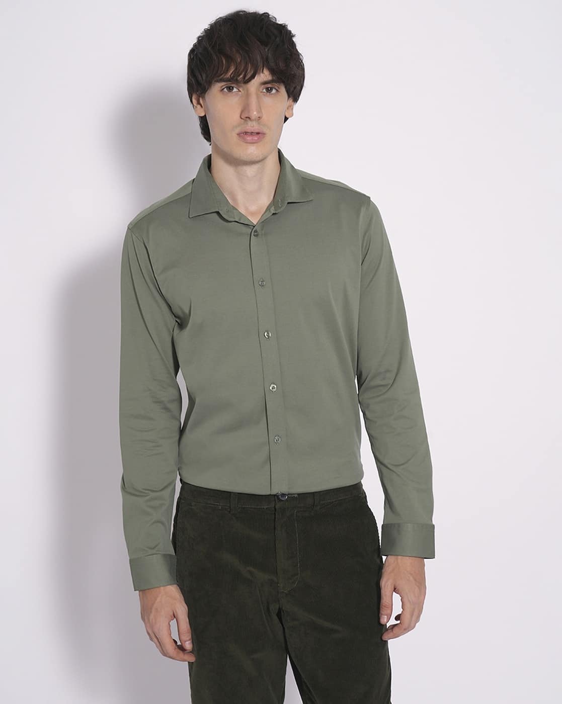 green dress shirt what color pants Clark Green Oxford Cloth Fitted Dress Shirt Shirt by Proper Cloth