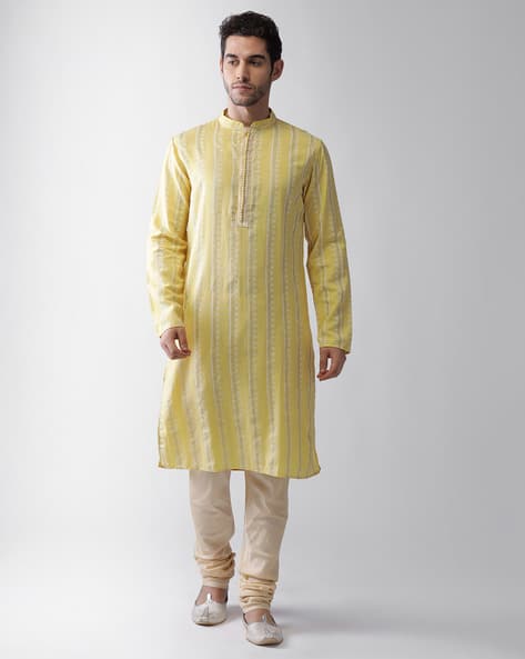 Men Striped Printed Kurta