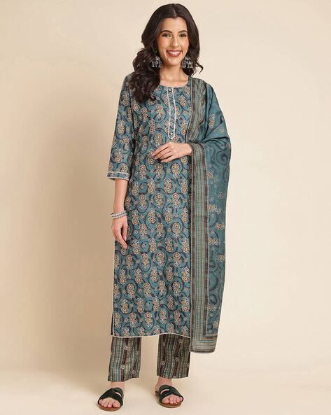 Women Printed A-line Kurta Set Price in India