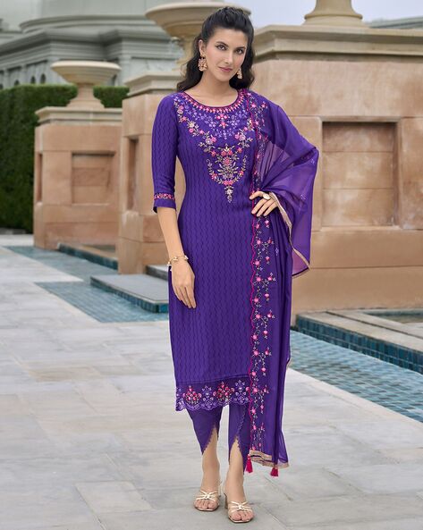 Women Embroidered Straight Kurta Set Price in India