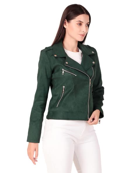 Green biker jacket womens Clearance