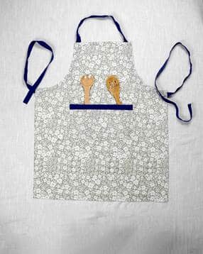 ratancart Greyish Cotton Floral Printed Free Size Apron-picture-21