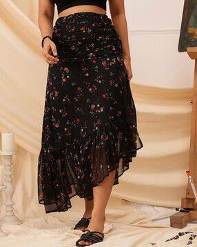 quiero Women Floral Print Asymmetric A-Line Skirt-picture-42