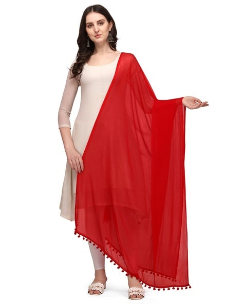 Women Dupatta with Beaded Tassels Price in India