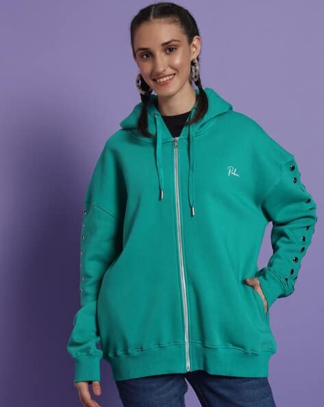 Women Oversized Fit Zip-Front Hoodie