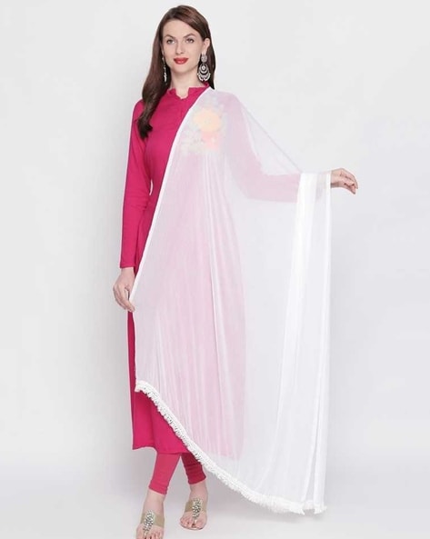 Women Dupatta with Beaded Tassels Price in India