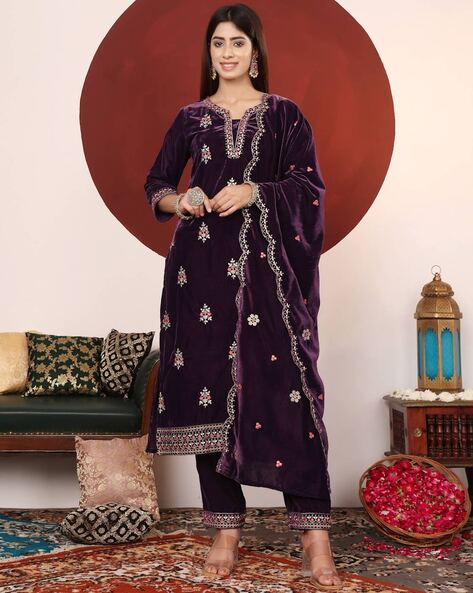 Embroidery Straight Kurta Set Price in India