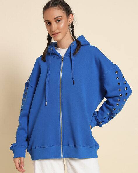 Women Oversized Fit Zip-Front Hoodie