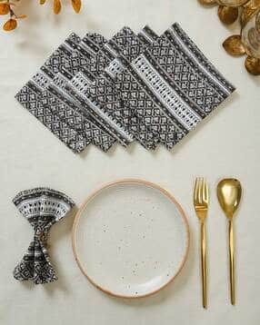 Brown Cotton Stripe Printed Napkin-image-49