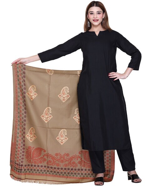 Embroidered Shawl with Frayed Hem Price in India