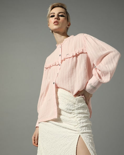 SUPERDRY Stripe Lurex Gauze Long-Sleeve Shirt