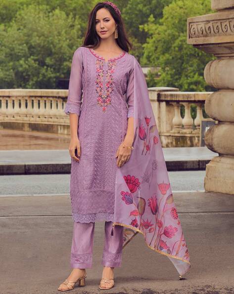 Embroidery Straight Kurta Set Price in India