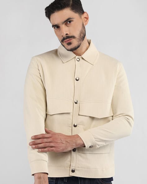 Men Regular Fit Striped Shacket