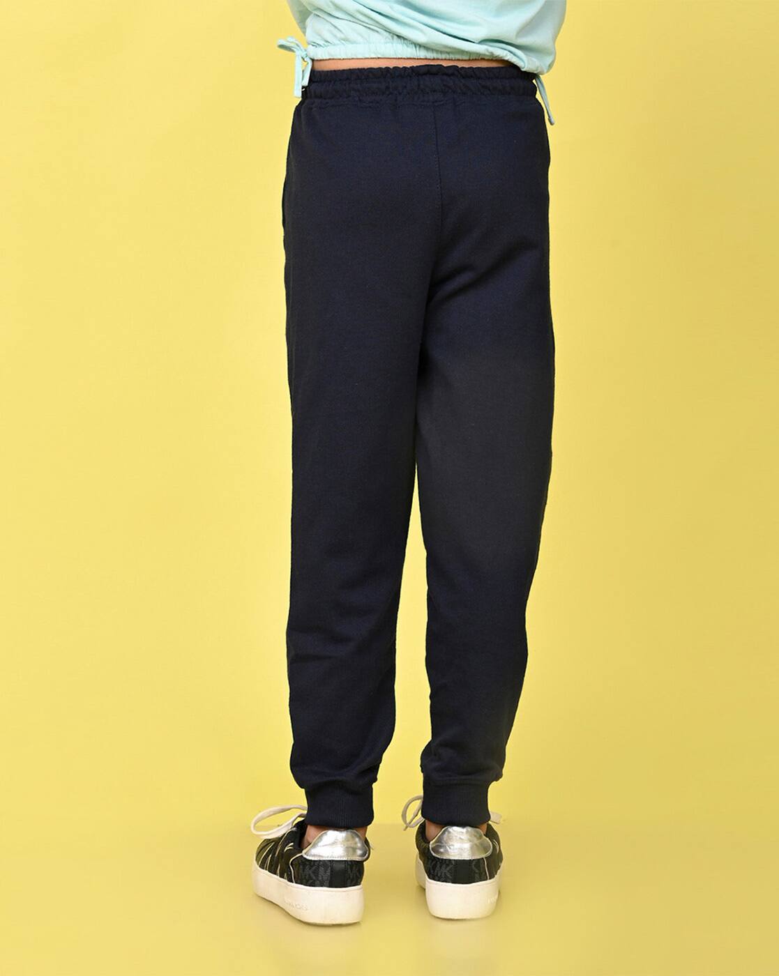 Buy Navy blue Track Pants for Girls by Nusyl Online