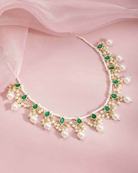 Rubans Women Artificial Stoned Necklace For Women (White, FS)