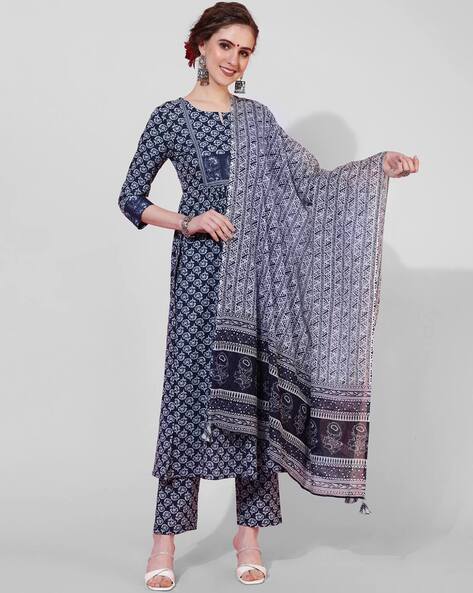 Floral Print Straight Kurta Set