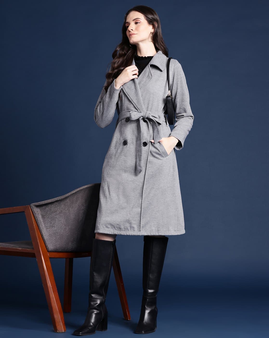 aere shaggy jacket coat グレー Buy ESSENTIELE Woolen Tweed Anthra Grey Men Pea Coat | Casual and