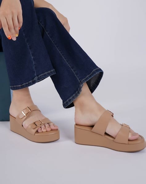 Buy Beige Heeled Sandals for Women by Shezone Online