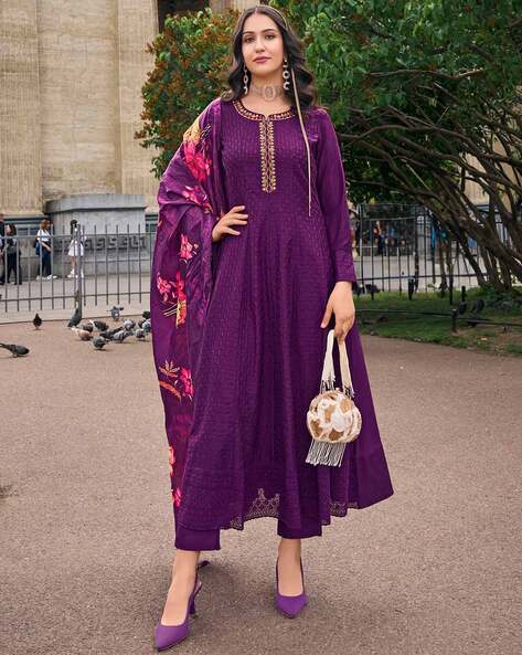 Embroidery Anarkali Kurta Set Price in India