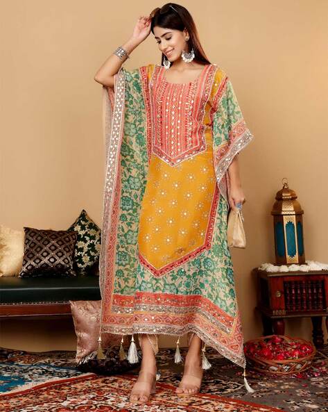 Women Embroidered Flared Kurta Set Price in India