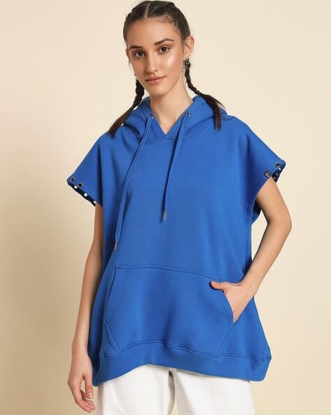 Women Sleeveless Hoodie with Drawstring