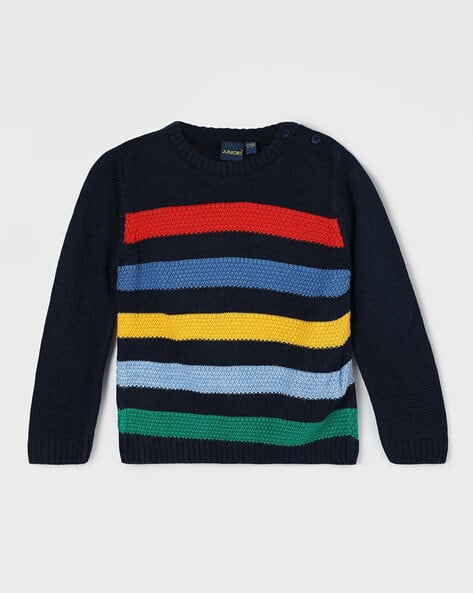 Boys Striped Sweater with Ribbed-Hem