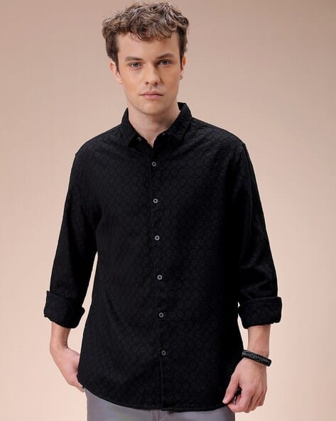 The Indian Garage Co Men Patterned Regular Fit Cotton Shirt