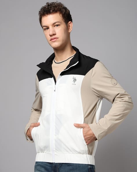 Men Colourblock Regular Fit Bomber Jacket