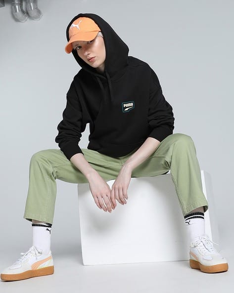 Puma Women Graphic Print Oversized Hoodie with Kangaroo Pocket