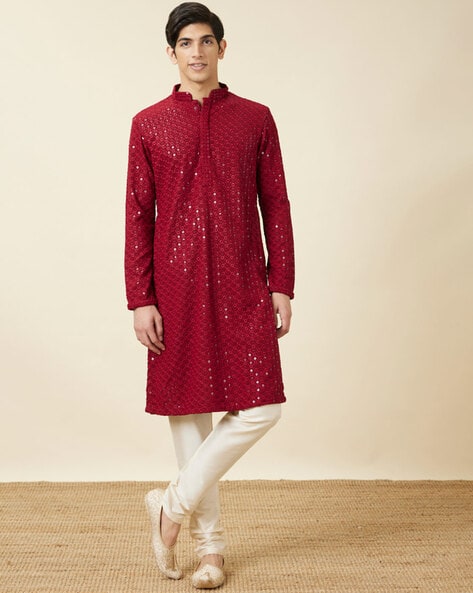 Manyavar Men Embroidered Regular Fit Kurta