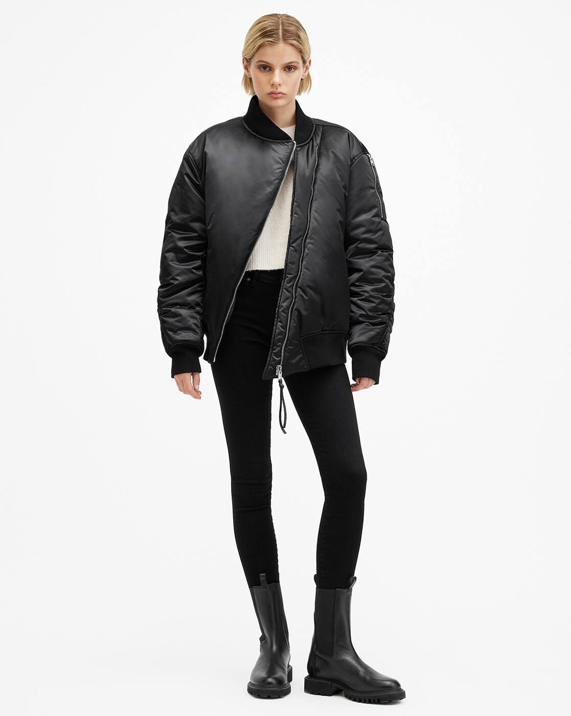 Buy ALL SAINTS Women Roomer Loose Fit Zip-Front Bomber Jacket