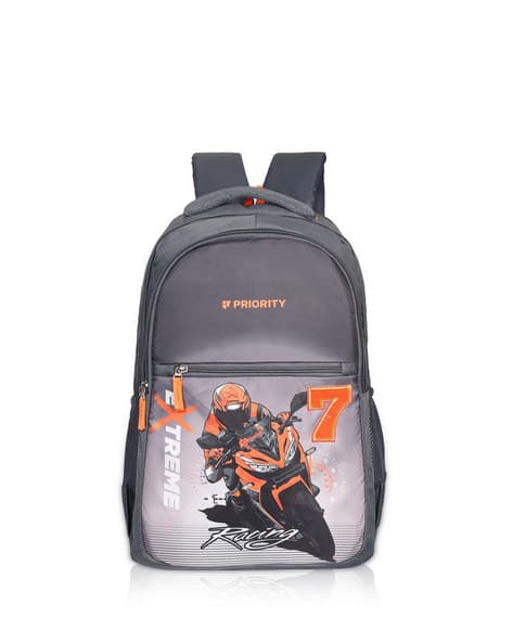 Priority Men Racing Bike Printed College Backpack -   36L