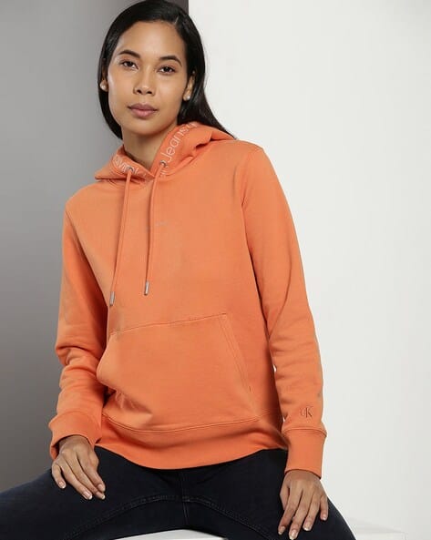 Women AF-Logo Trim Regular Fit Cotton Hoodie