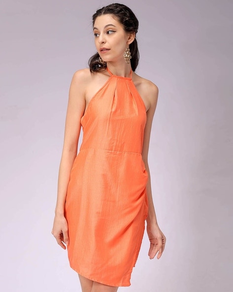 Women Halter Neck Wrap Dress