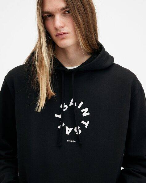 Buy ALL SAINTS Tierra Pullover Circle Logo Hoodie | Jet Black 