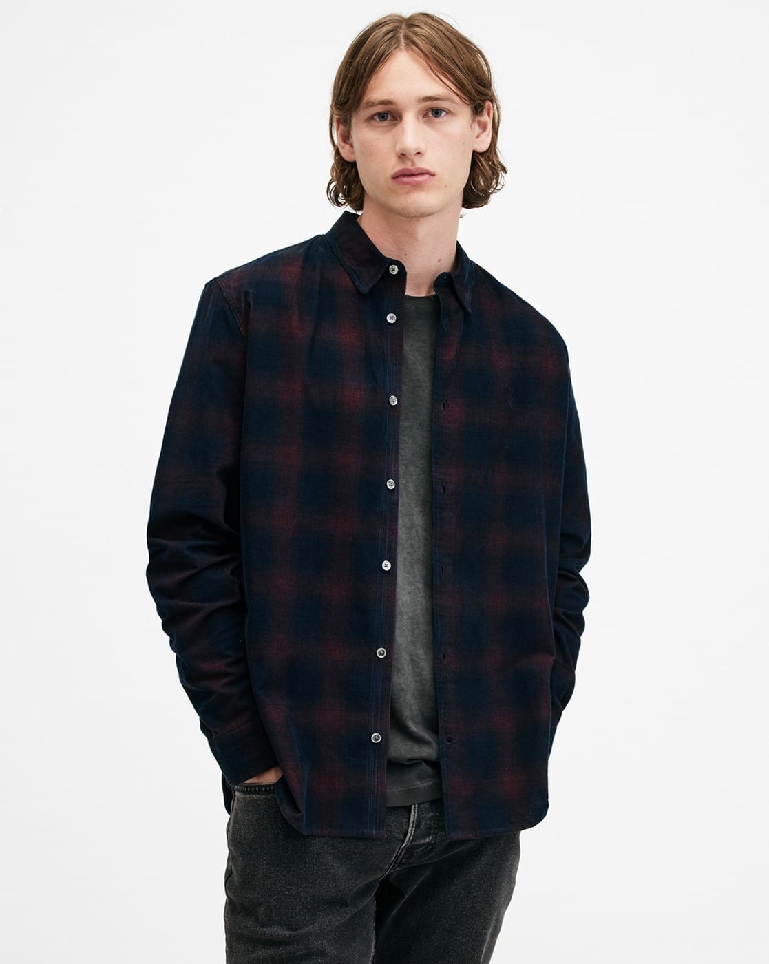 SC Subculture OMBRE CHECK SHIRT RED サイズ2 OMBRE CHECK SHIRT