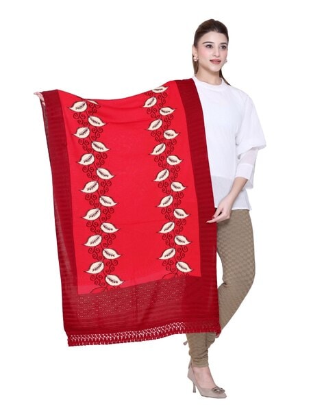 Embroidered Shawl with Frayed Hem Price in India