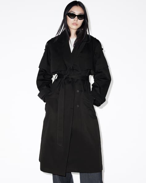 Buy ALL SAINTS Clyde Trench Coat with Removable Sleeves | Black 