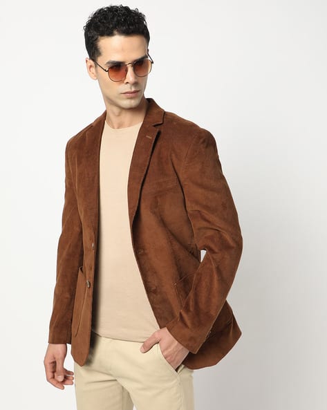 Men Regular Fit Corduroy Blazer