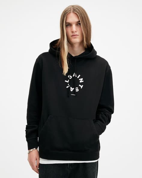 Buy ALL SAINTS Tierra Pullover Circle Logo Hoodie | Jet Black 