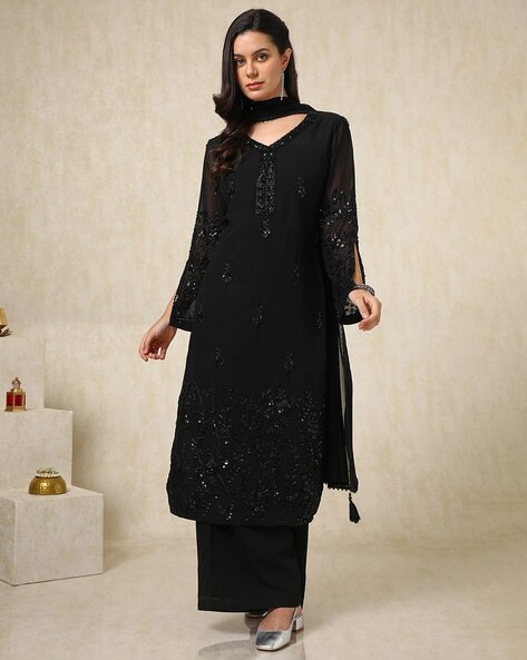 Women Embellished Straight Kurta Set Price in India