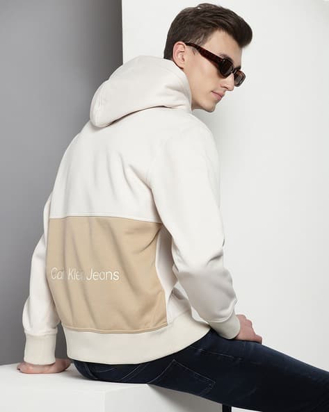 Men Brand Print Relaxed Fit Hoodie