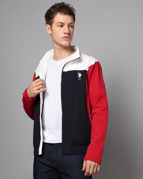 Men Colourblock Regular Fit Zip-Front Jacket