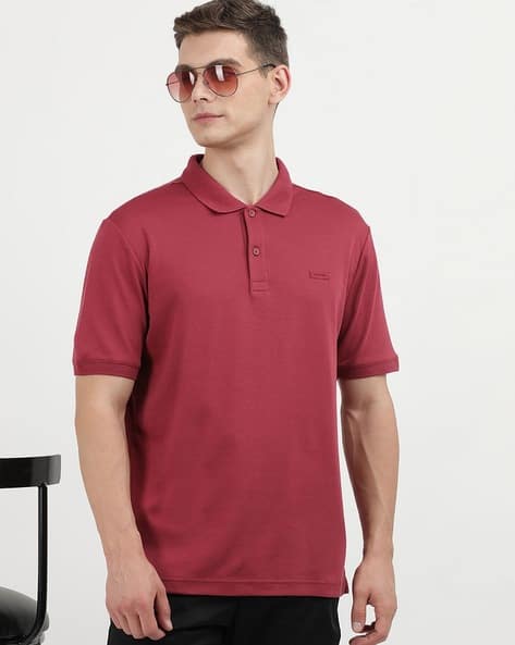 Men Regular Fit Polo T-Shirt with Brand Applique