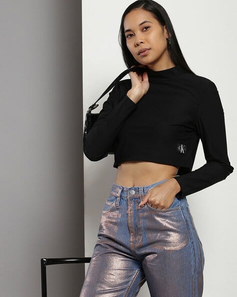 Women Technical Knit Slim Fit Mock-Neck Sweatshirt