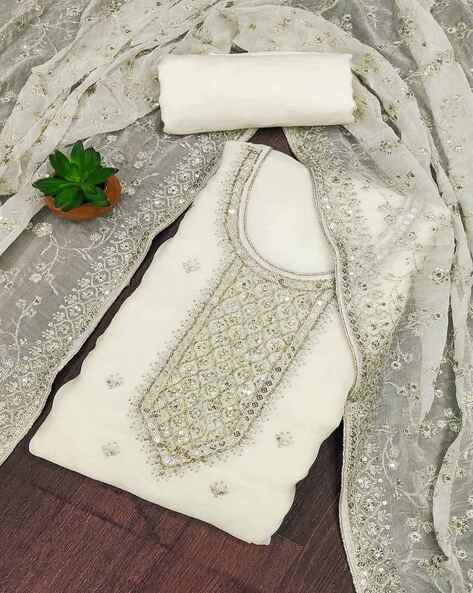 Women Embroidery Unstitched Dress Material Price in India