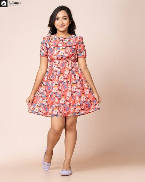 Buy Peach Dresses & Frocks for Girls by FLOUNCE Online | Ajio.com